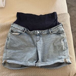 Seraphine Light Blue Jean Maternity Shorts